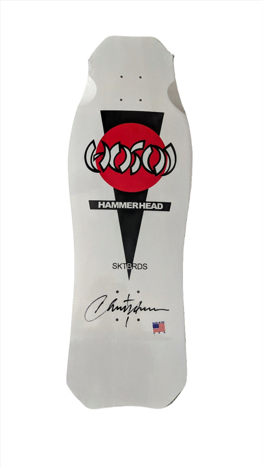 HOSOI SKATEBOARDS O.G. HAMMERHEAD WHITE DECK SIGNED – 10.5"X31"