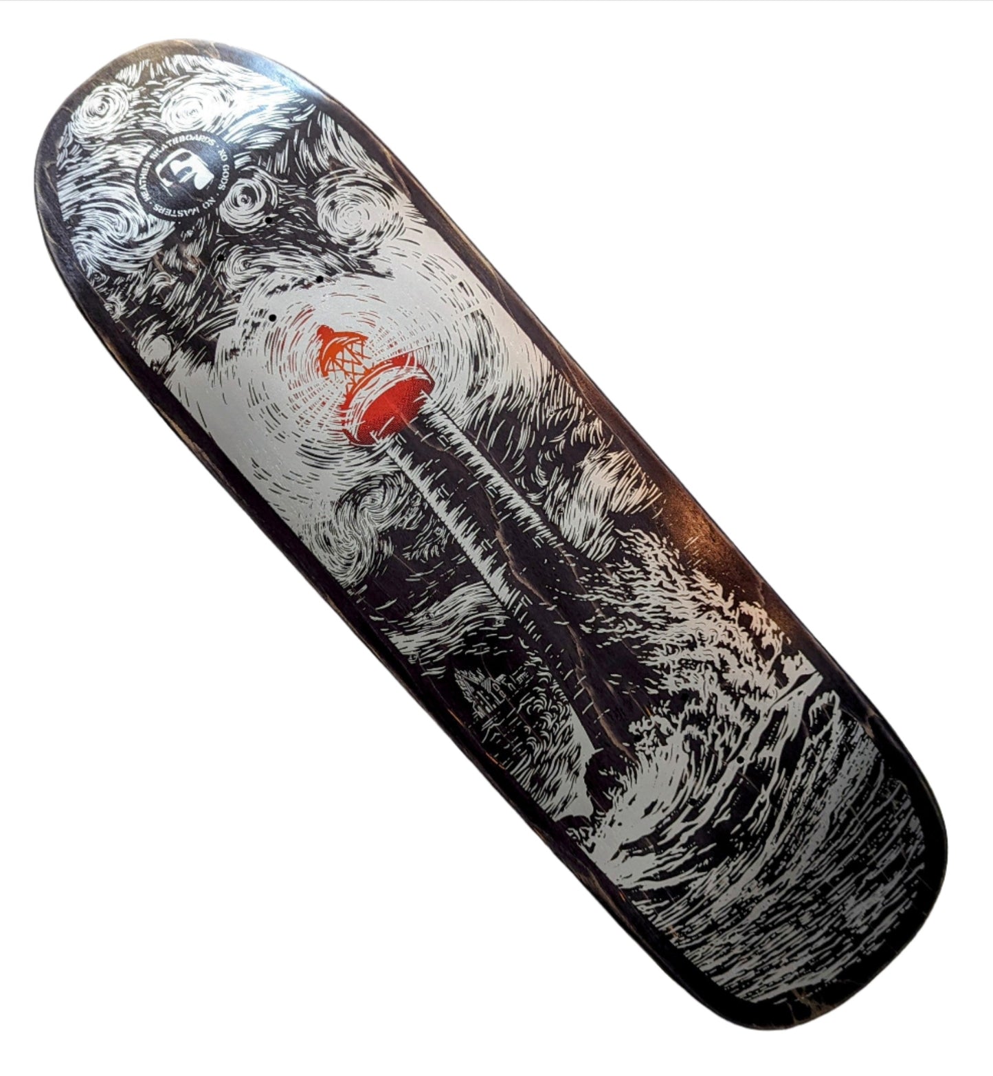 HEATHEN LIGHTHOUSE ON BOMBER SKATEBOARD DECK - 9.25"