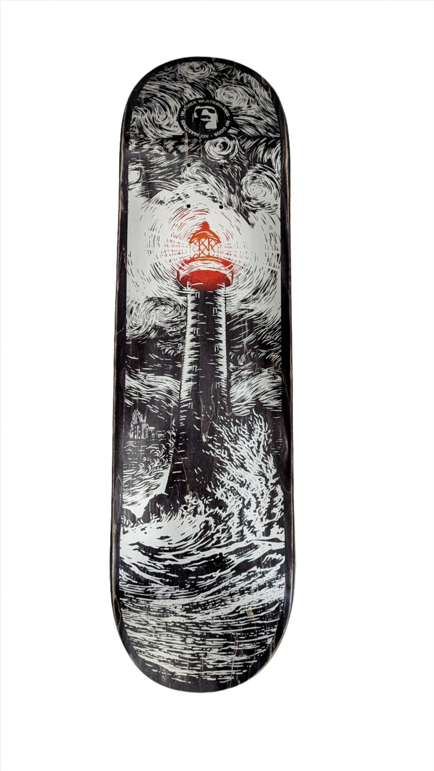 HEATHEN LIGHTHOUSE ON ROUNDHEAD SKATEBOARD DECK - 8.75"