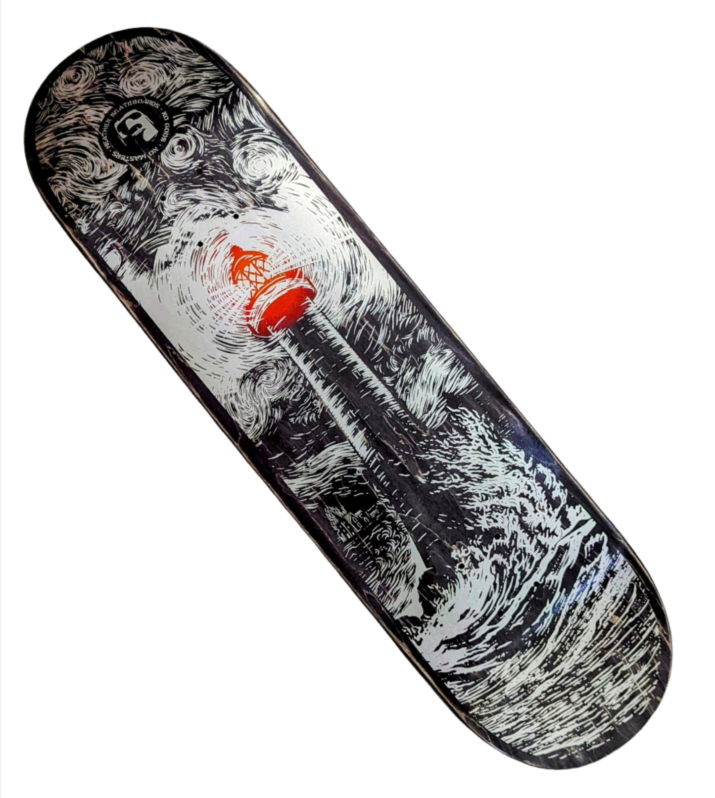 HEATHEN LIGHTHOUSE ON ROUNDHEAD SKATEBOARD DECK - 8.75"