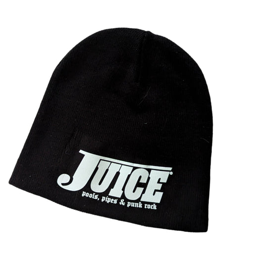 JUICE 'Pools Pipes and Punk Rock' Beanie - White on Black