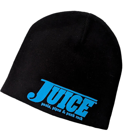 JUICE ' Pools Pipes and Punk Rock' Beanie - Blue On Black