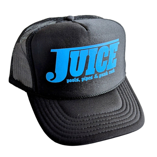 JUICE 'Pools Pipes and Punk Rock' Trucker Mesh Cap - Blue On Black