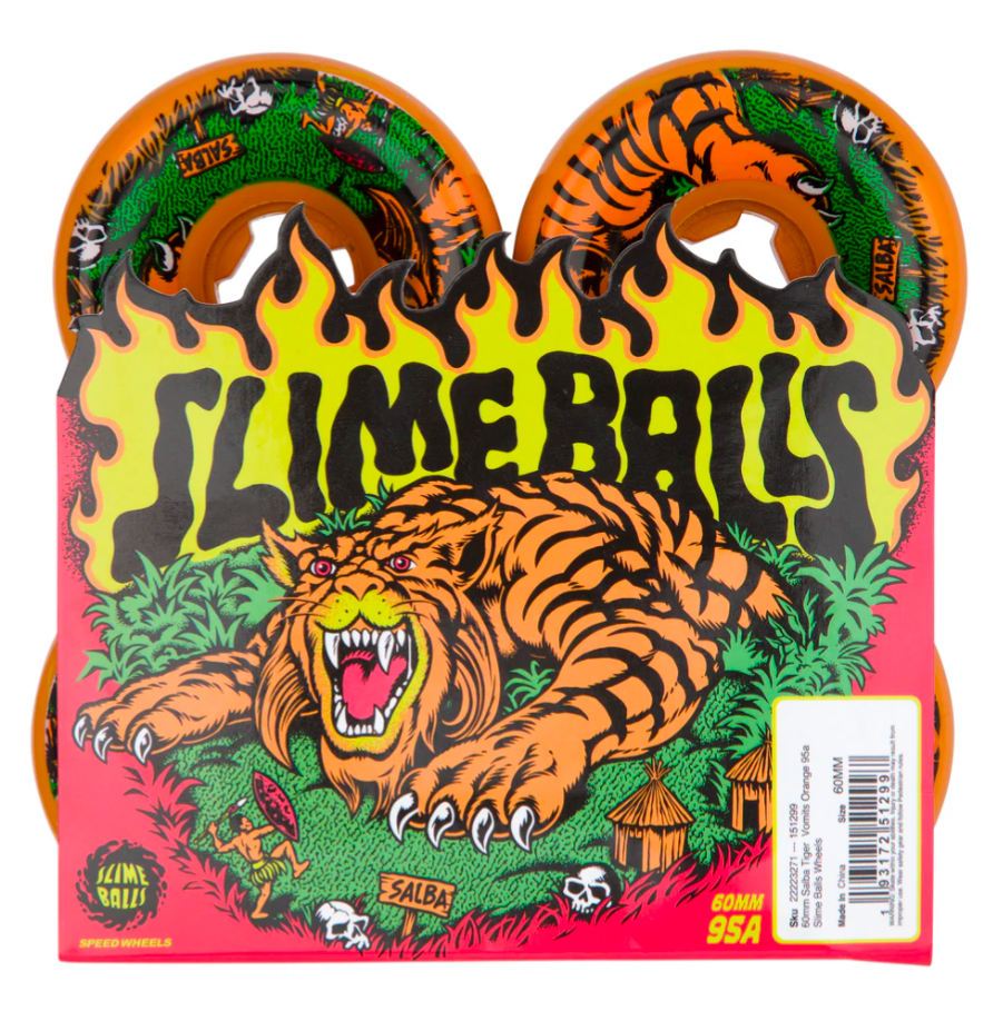 Salba Tiger Vomits Orange 95a 60mm Slime Balls Skateboard Wheels